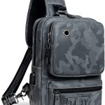 Small Black Sling Crossbody Backpack Shoulder Bag for Men Women Vintage PU Leather Sling Backpack Cycling USB Charger